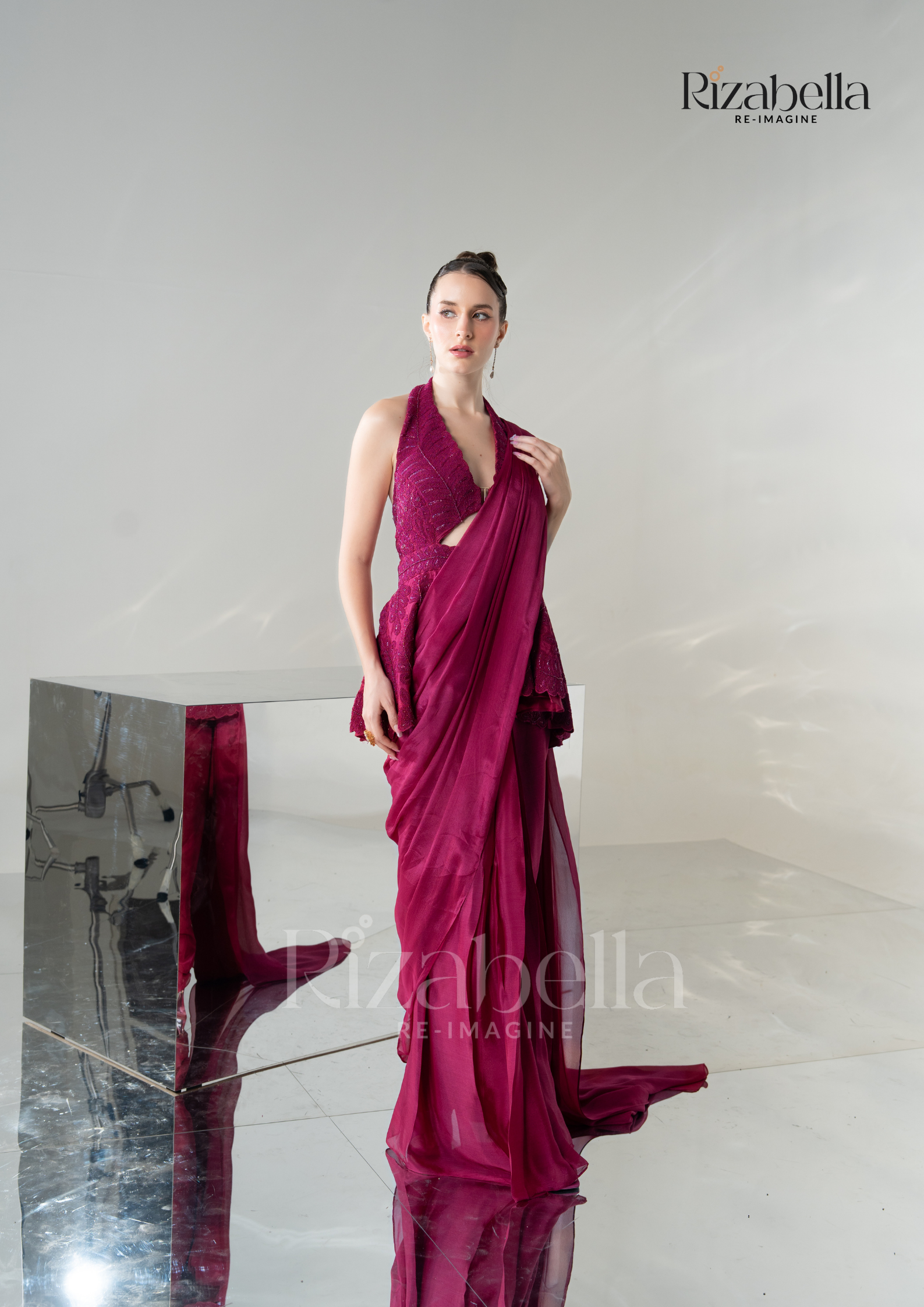 Luxe Peplum Drape Saree Set