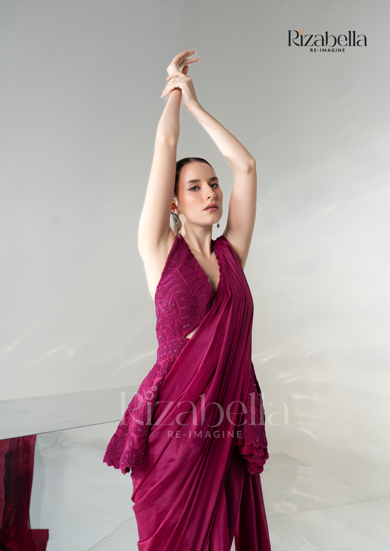 Luxe Peplum Drape Saree Set