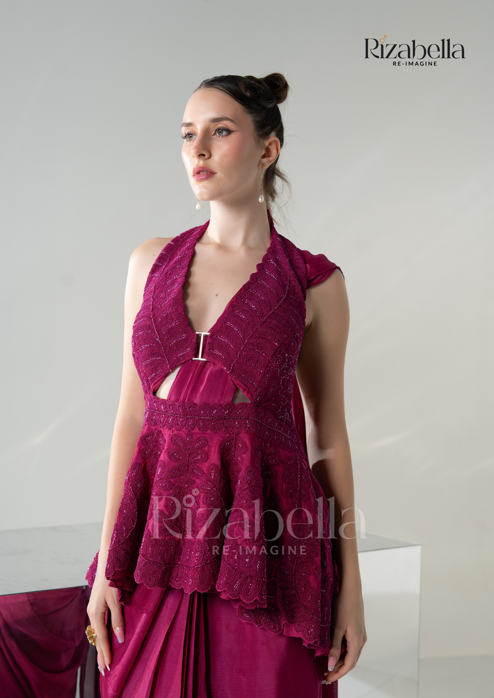 Luxe Peplum Drape Saree Set