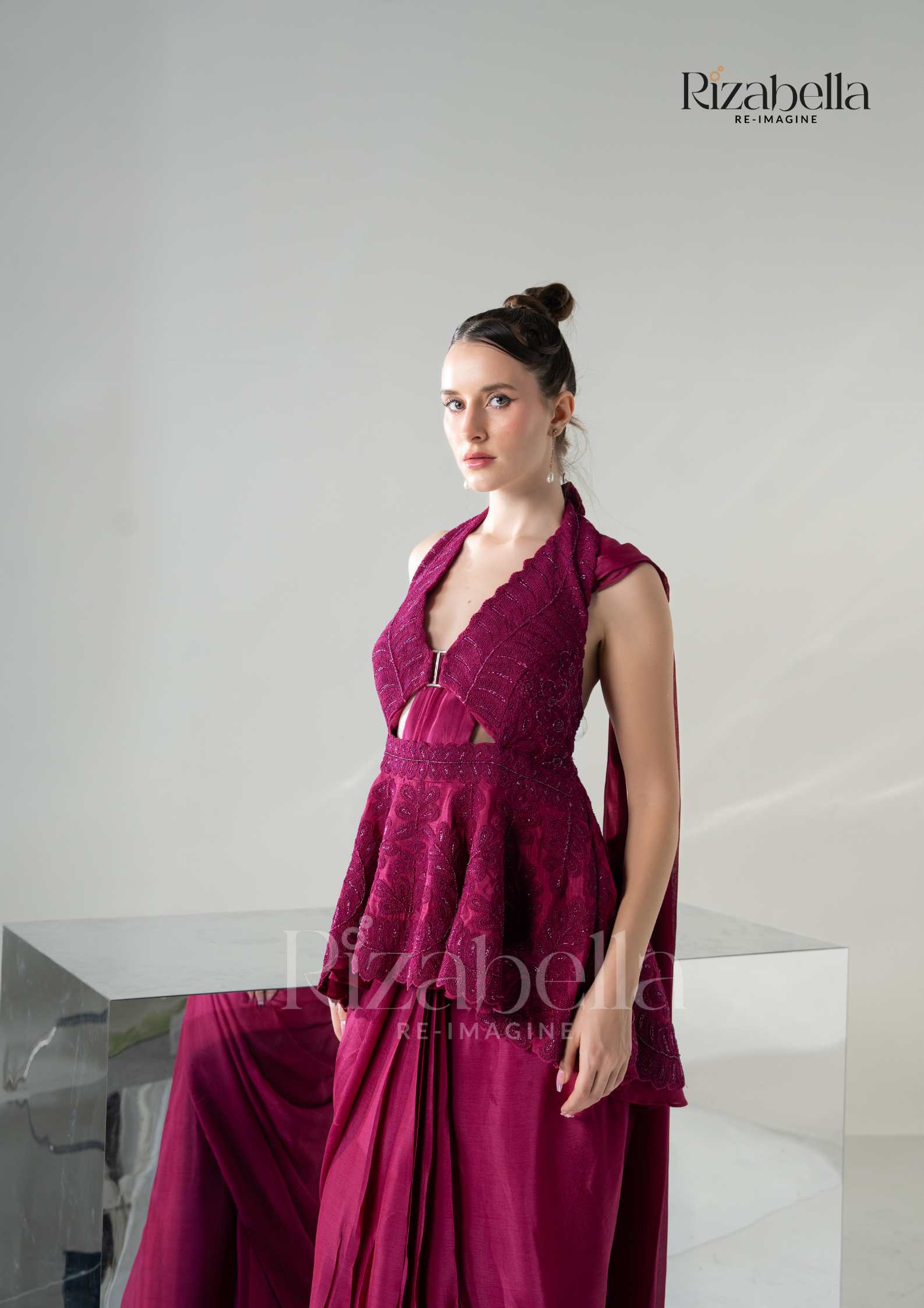 Luxe Peplum Drape Saree Set