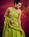 Halter neck zari anarkali