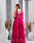 Nova Pink Embroidered Ethnic crop top set