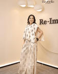 Metallic embroidered cape plazzo set