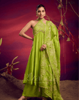 Halter neck zari anarkali