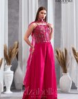 Nova Pink Embroidered Ethnic crop top set