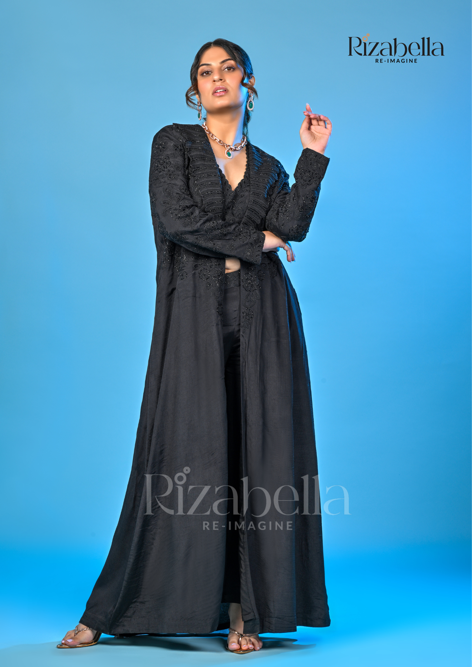 Black Rose 3-Piece Co-ord Set with Lace Jacket