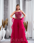 Nova Pink Embroidered Ethnic crop top set