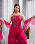 Nova Pink Embroidered Ethnic crop top set