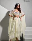 3 PCS bust, drappe skirt with heavy dupatta