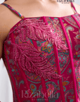 Nova Pink Embroidered Ethnic crop top set