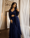 Blue flower Embroidered Lehenga Set