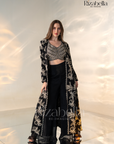 Noir Monarch Embroidered Cape Set
