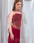 Nova red Embroidered Ethnic crop top set