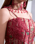 Nova red Embroidered Ethnic crop top set