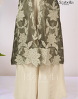 Zehra Leaf-Embroidered Cape Co-ord Set