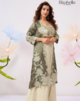 Zehra Leaf-Embroidered Cape Co-ord Set