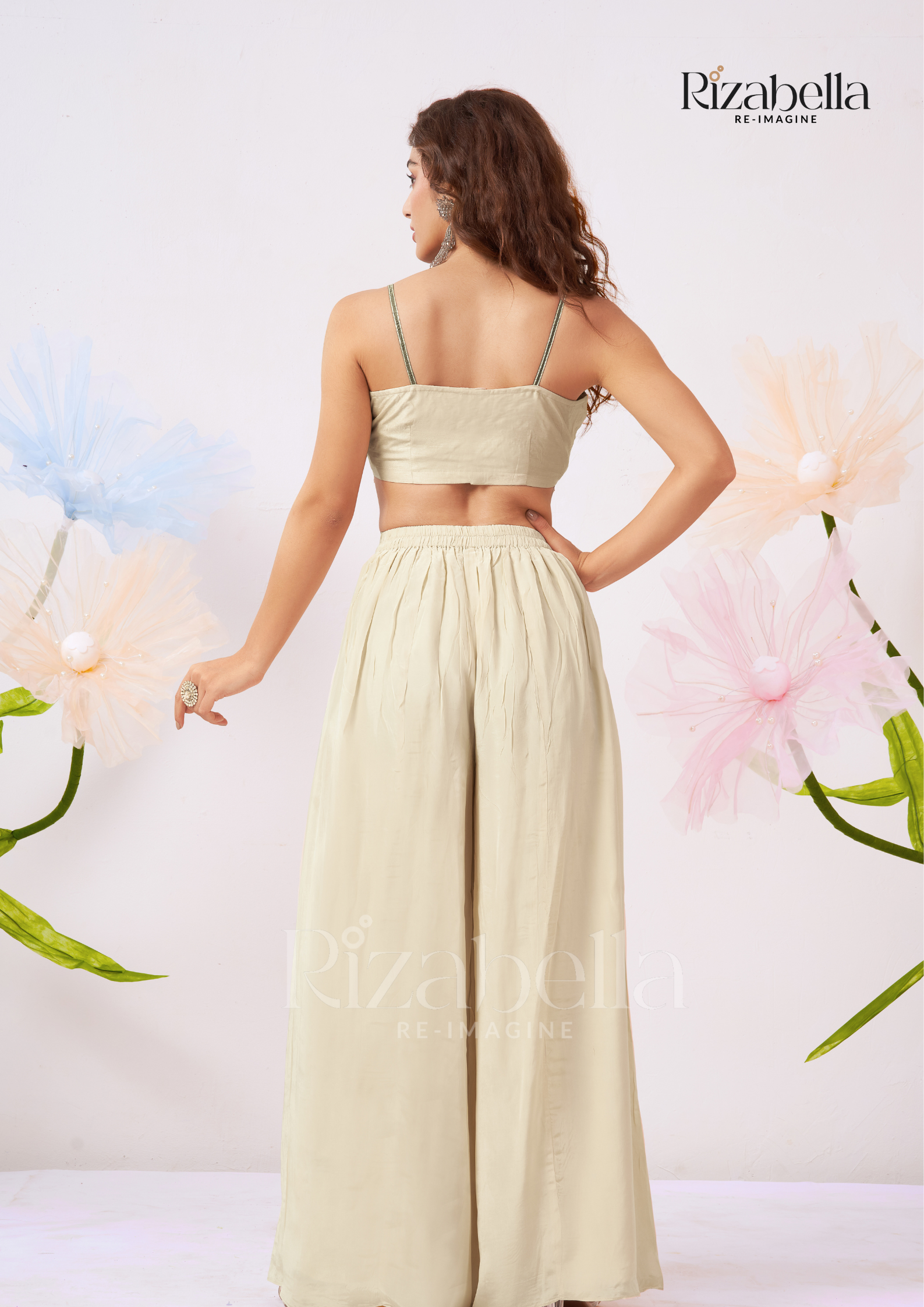 Zehra Leaf-Embroidered Cape Co-ord Set