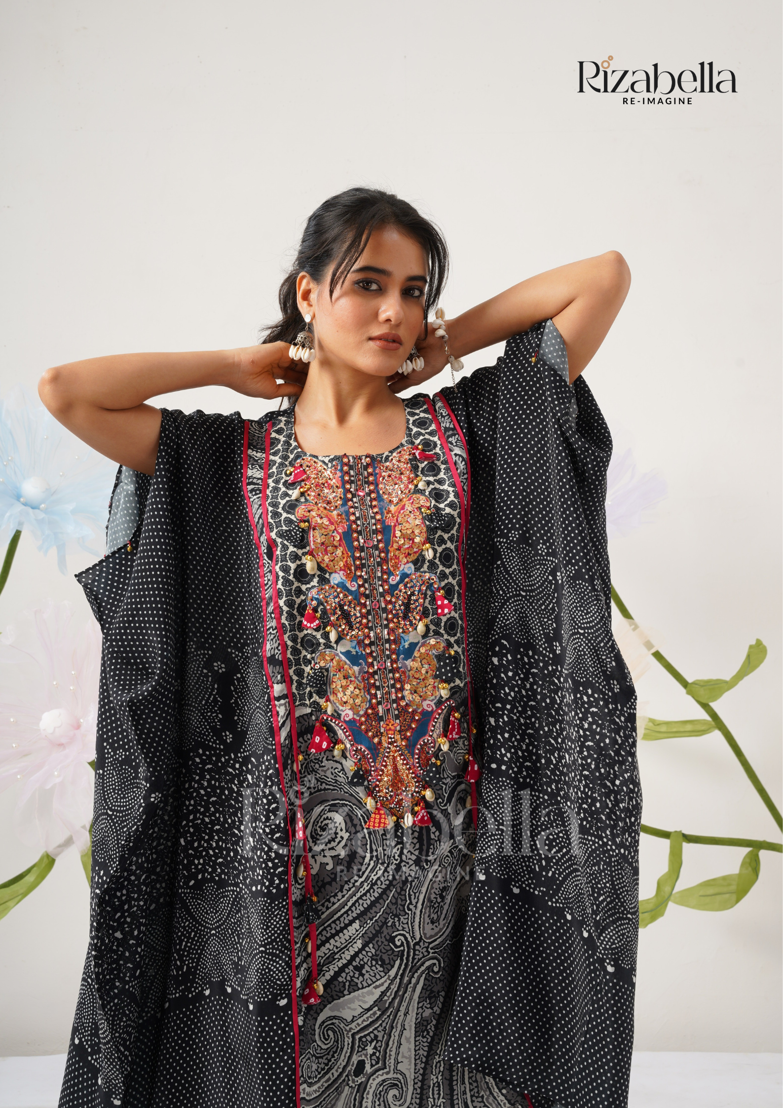 Midnight Muse Embroidered Kaftan Set