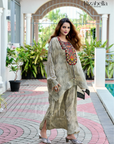 Embroidered Tunic with Draped Pants - Gray
