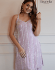 Mirror Embellished Sharara Set - Lavender