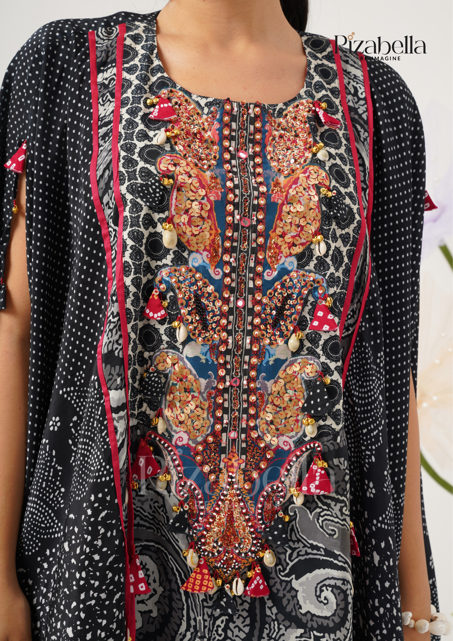 Midnight Muse Embroidered Kaftan Set