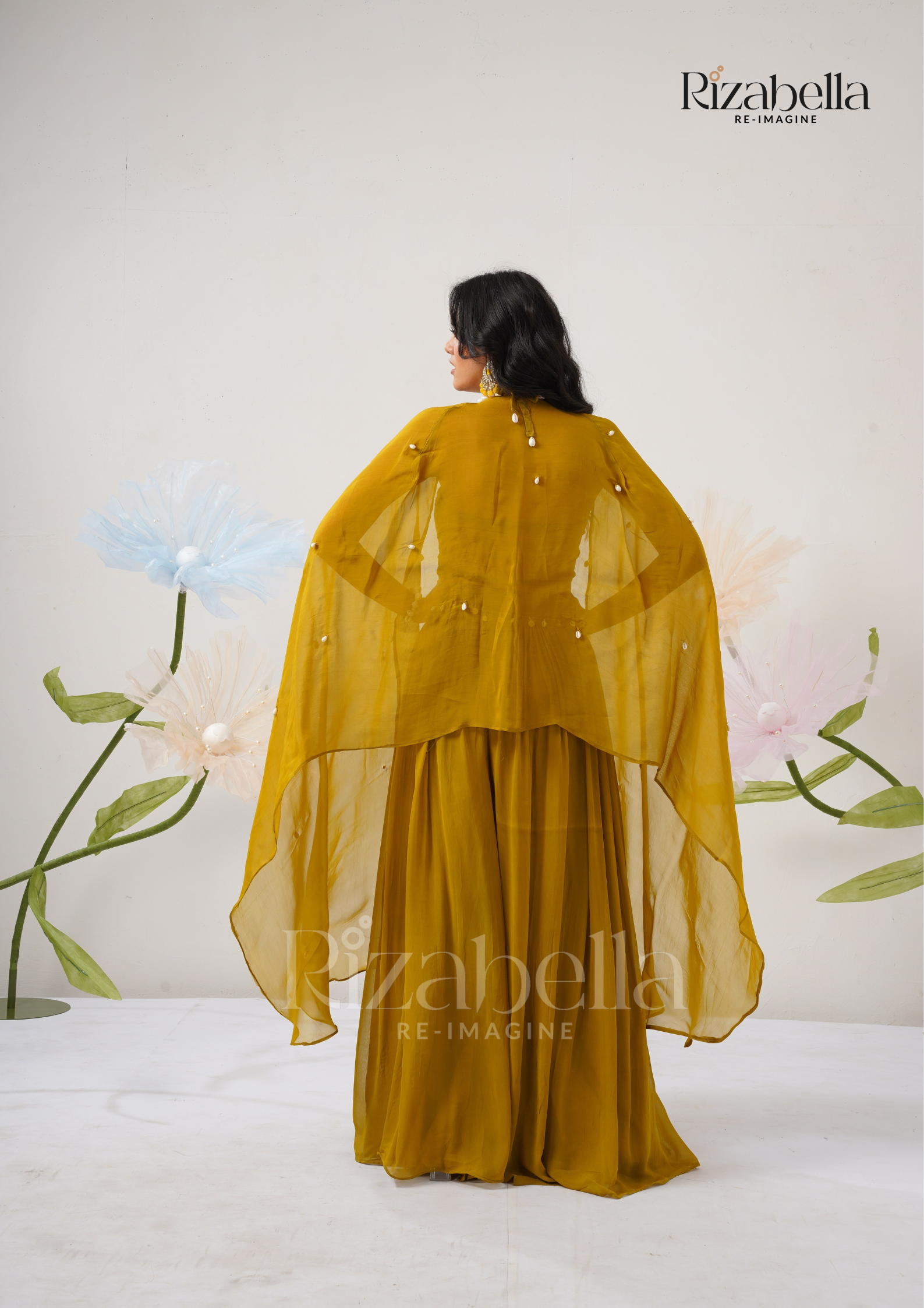 Lehenga Set with Peacock &amp; Floral handwork