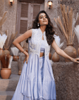 Floral Beaded Long Jacket Set
