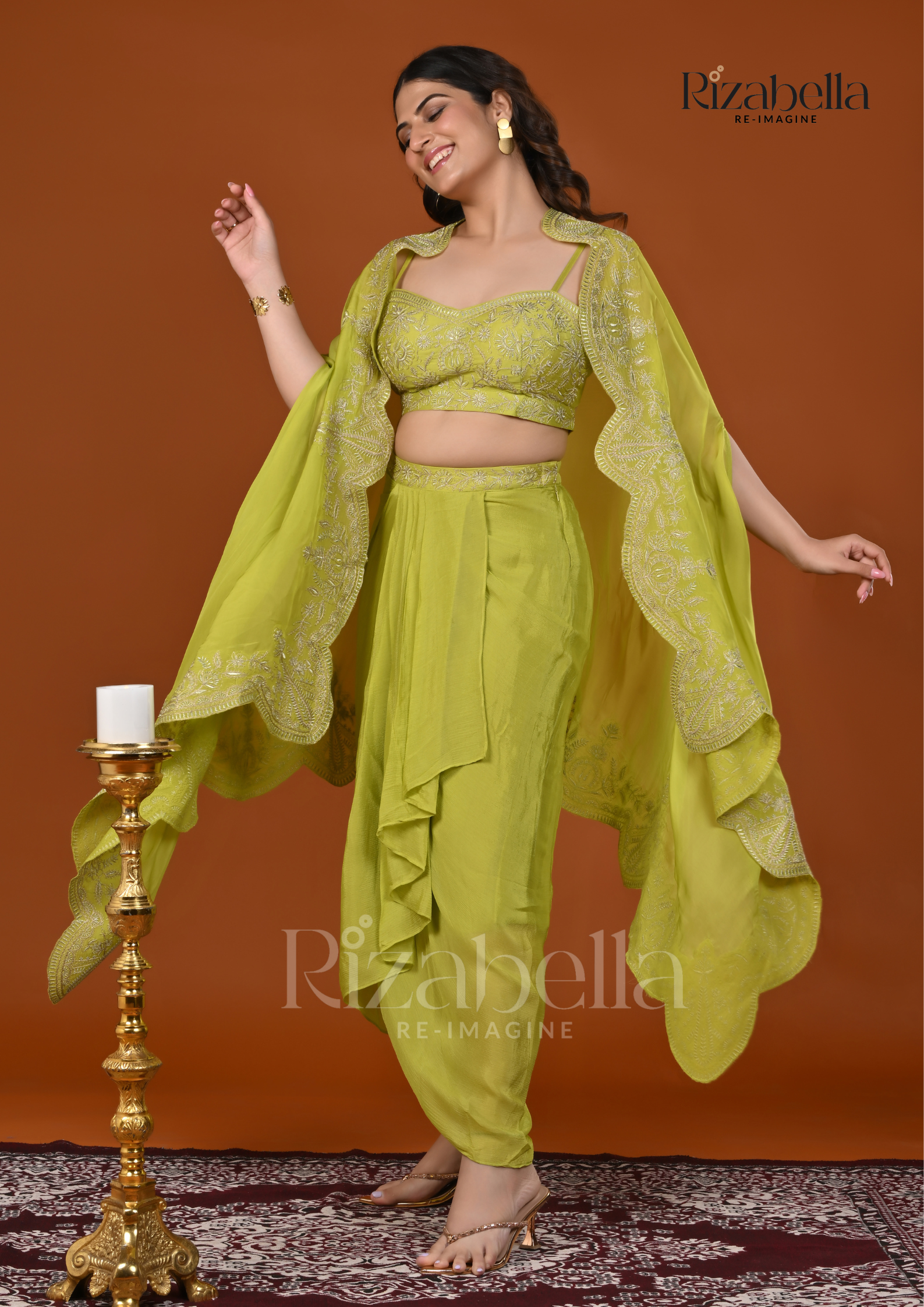3 PCS bust, drappe skirt with heavy dupatta