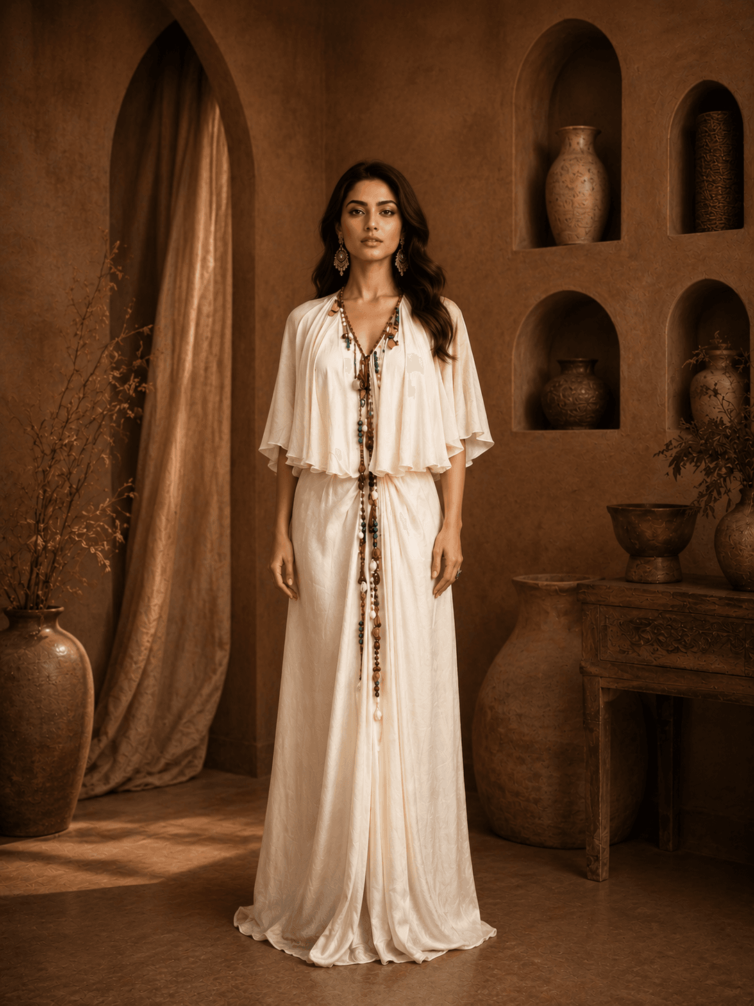 Nomad Luxe Cape Gown White