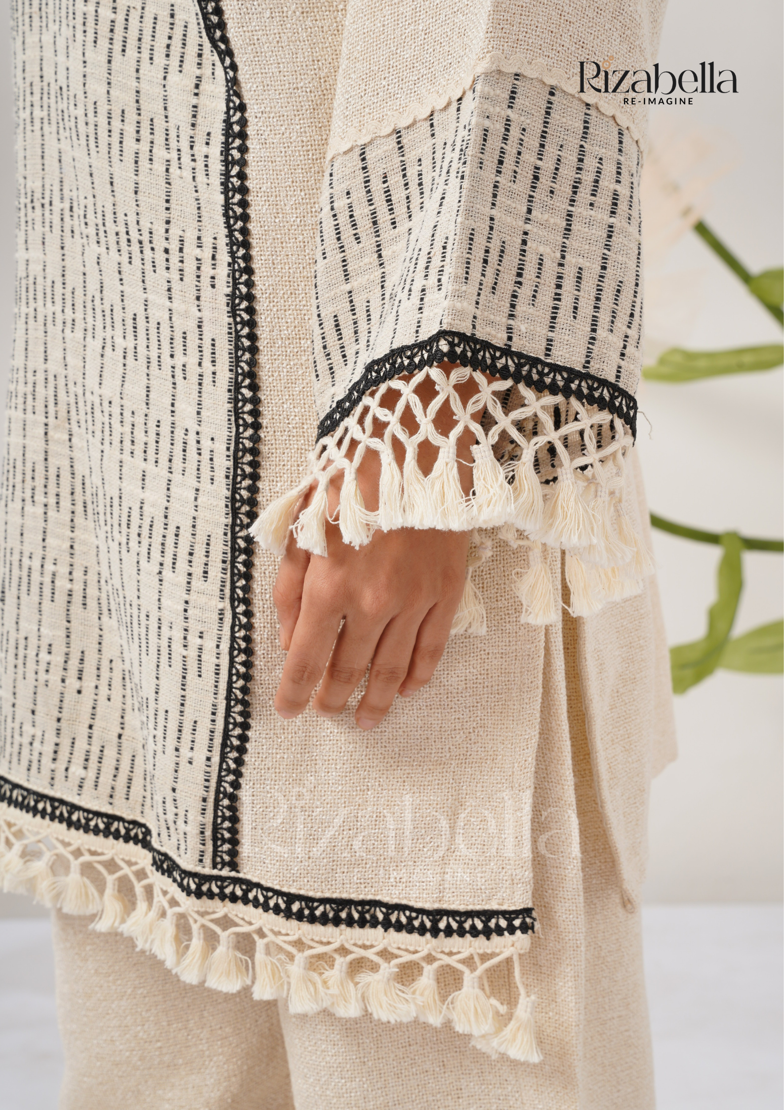 Jute Co-ord with Tribal Stitch Detail