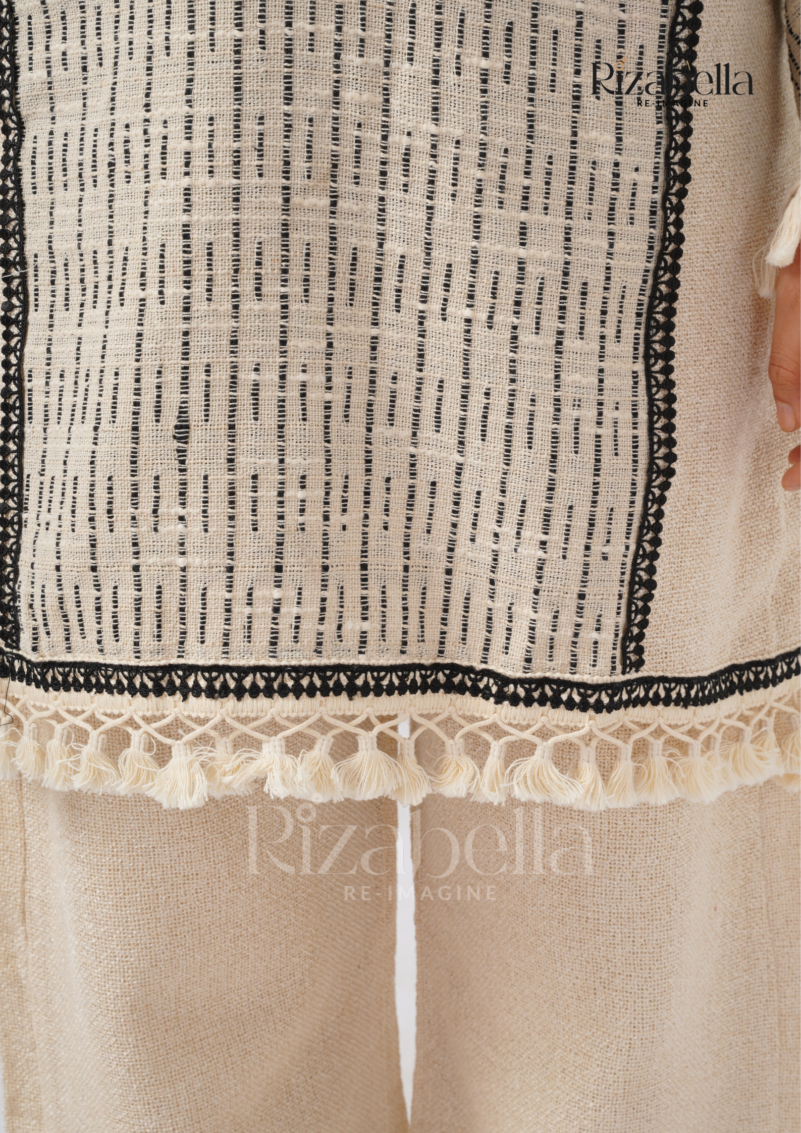 Jute Co-ord with Tribal Stitch Detail