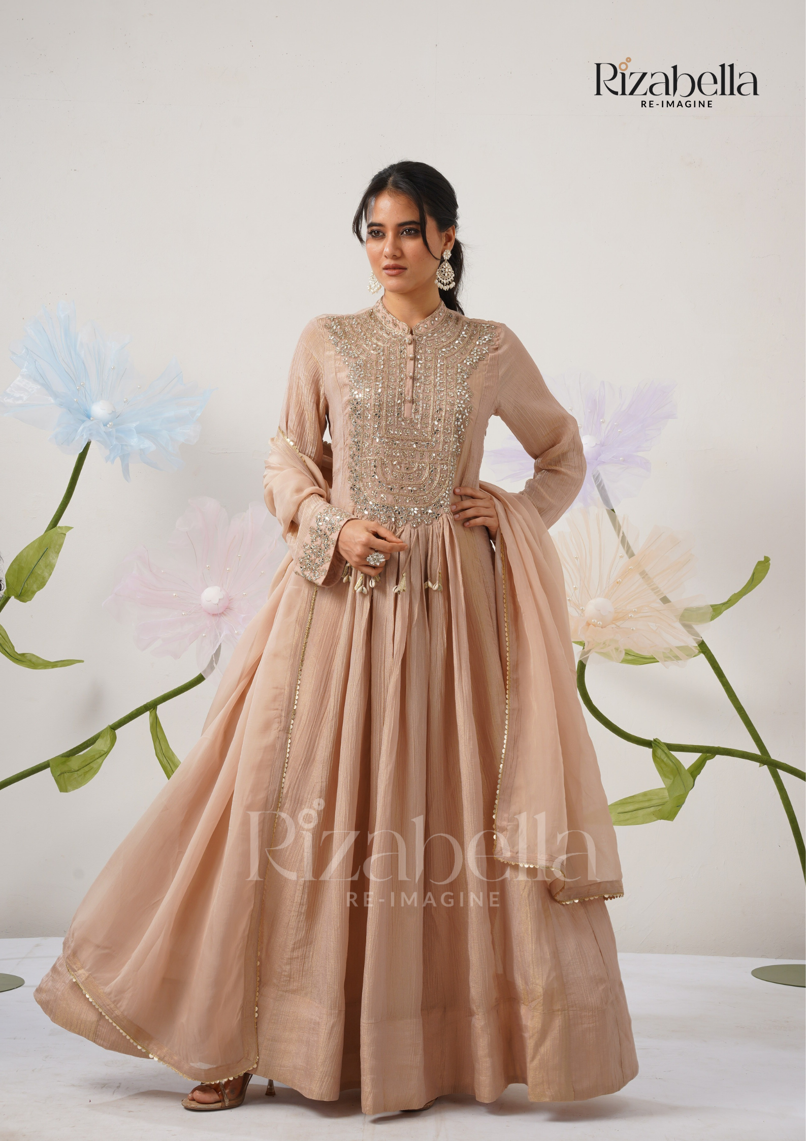 Floor-Length Anarkali with Zari Embroidery