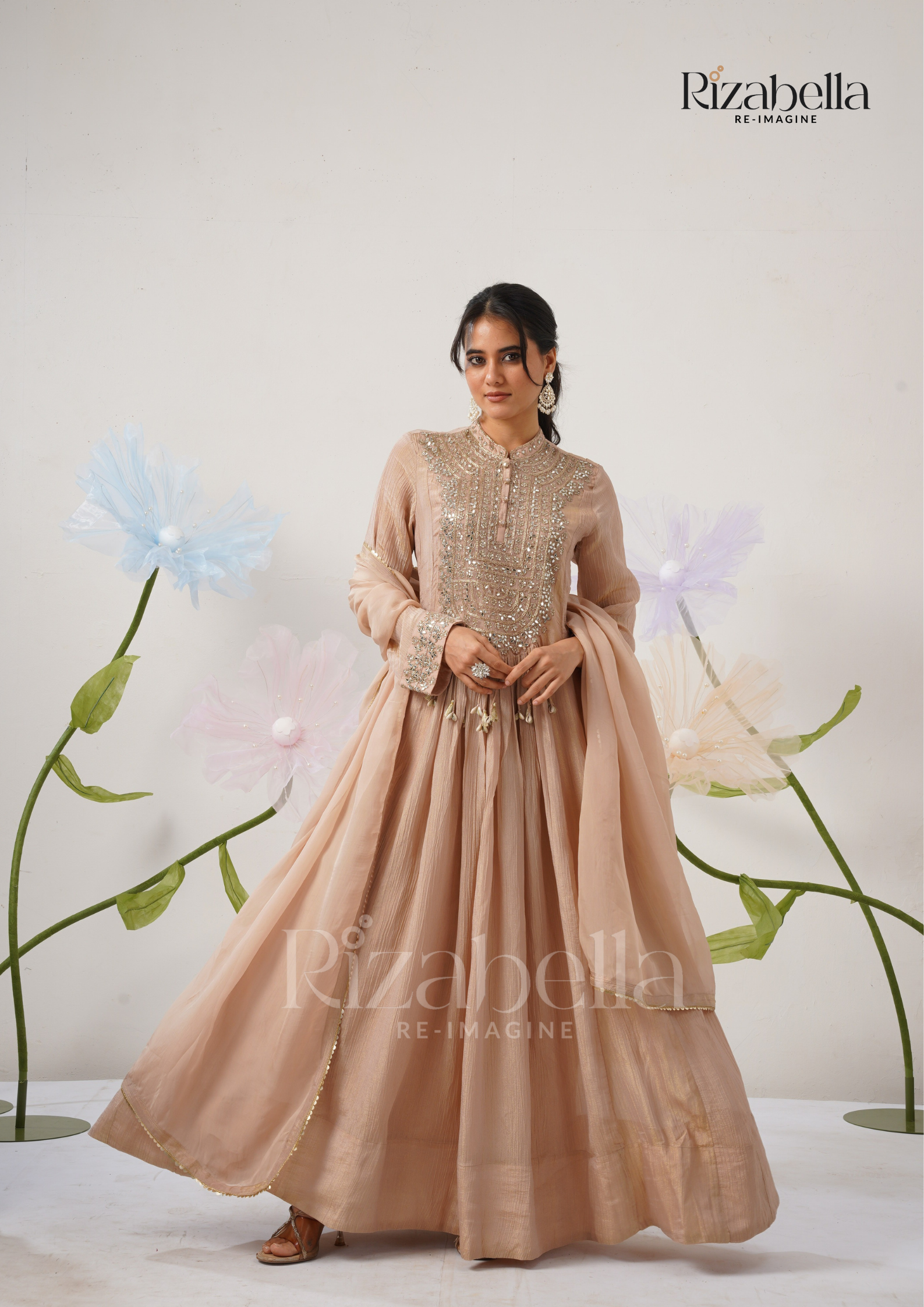 Floor-Length Anarkali with Zari Embroidery