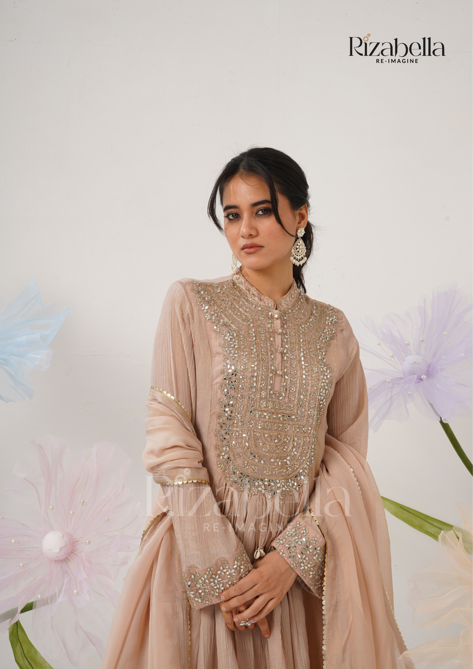 Floor-Length Anarkali with Zari Embroidery