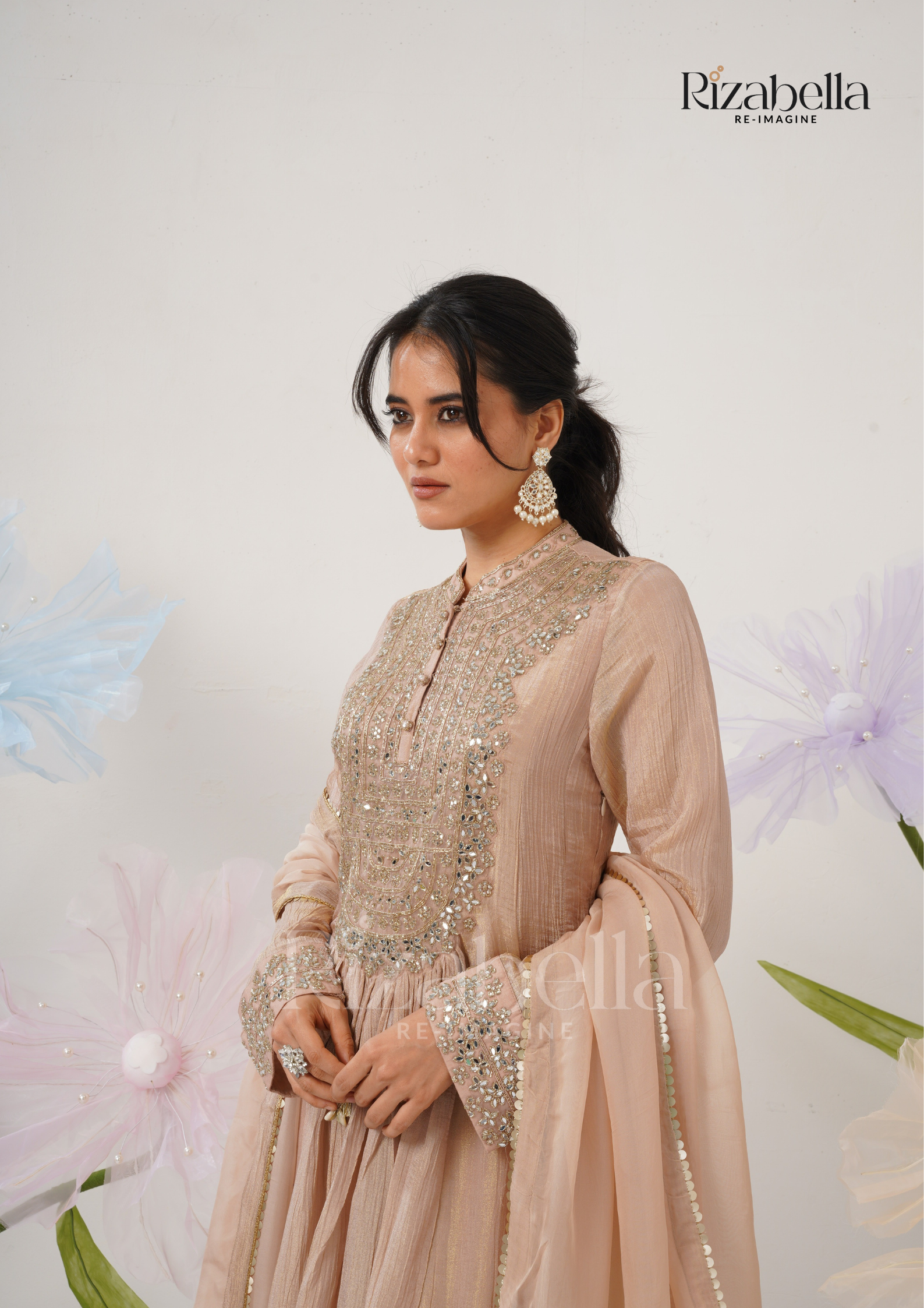 Floor-Length Anarkali with Zari Embroidery