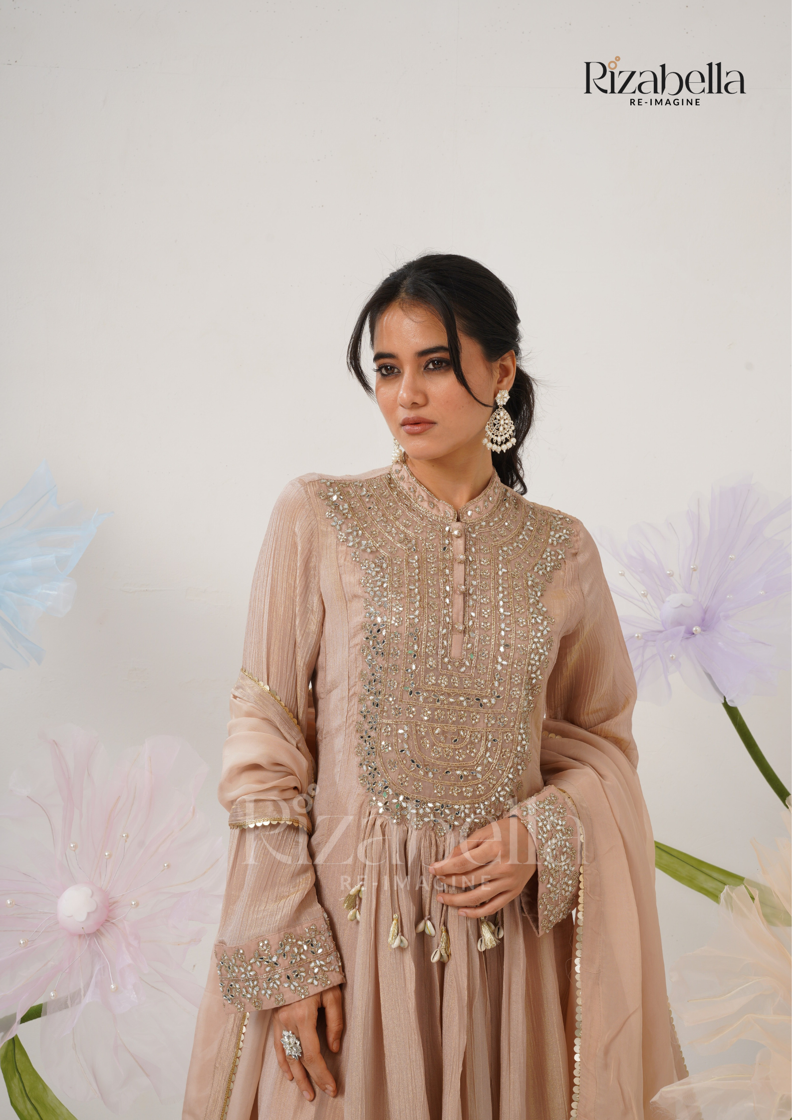 Floor-Length Anarkali with Zari Embroidery