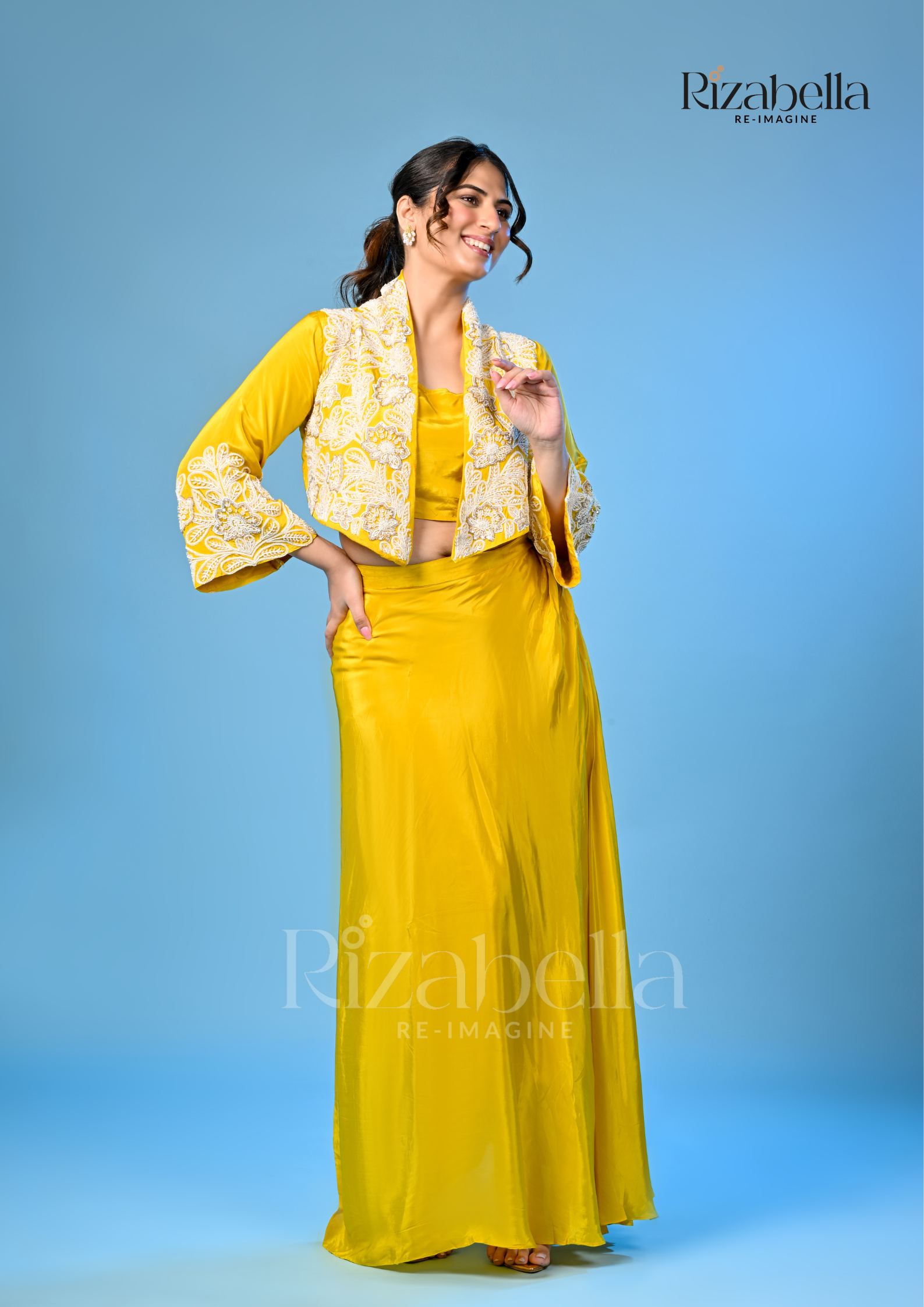 3 PCS jacket set with white Moti Handwork