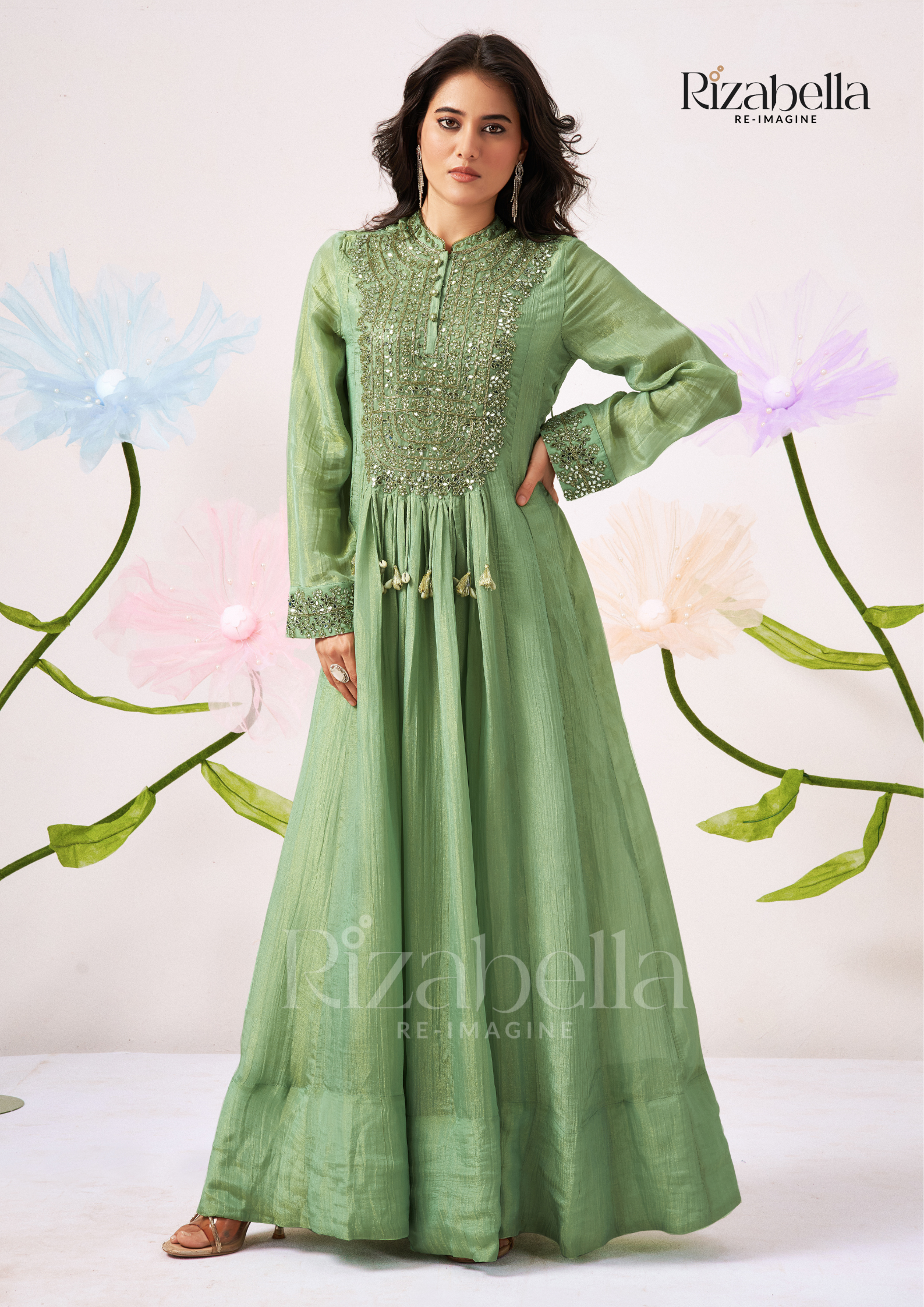 Floor-Length Anarkali with Zari Embroidery