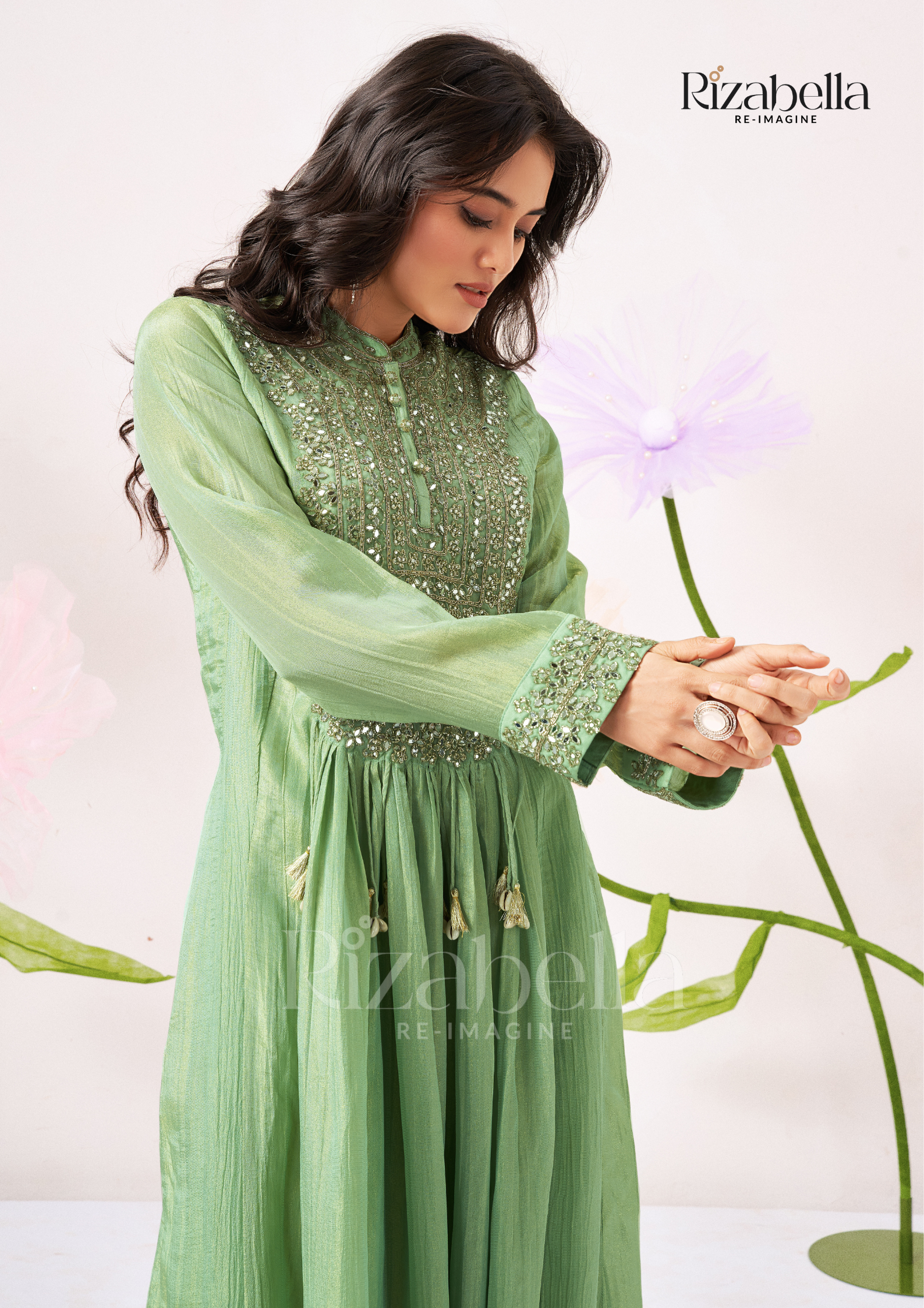 Floor-Length Anarkali with Zari Embroidery
