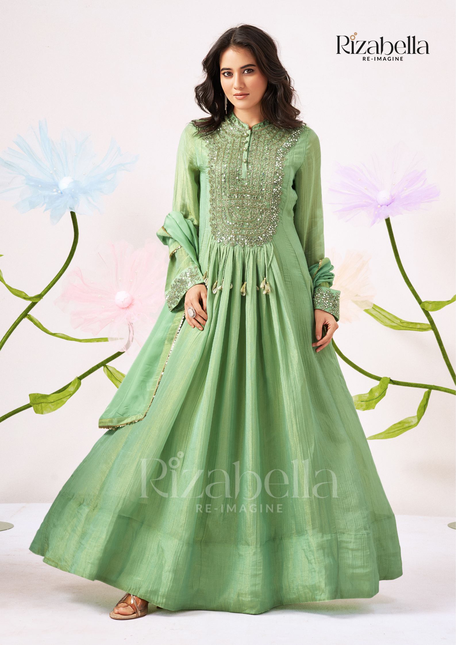 Floor-Length Anarkali with Zari Embroidery