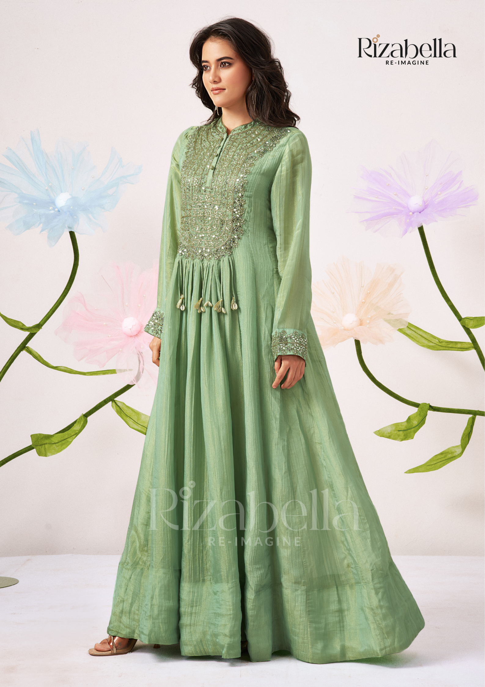 Floor-Length Anarkali with Zari Embroidery