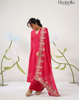 Palm Embroidered Dupatta with Anarkali Set