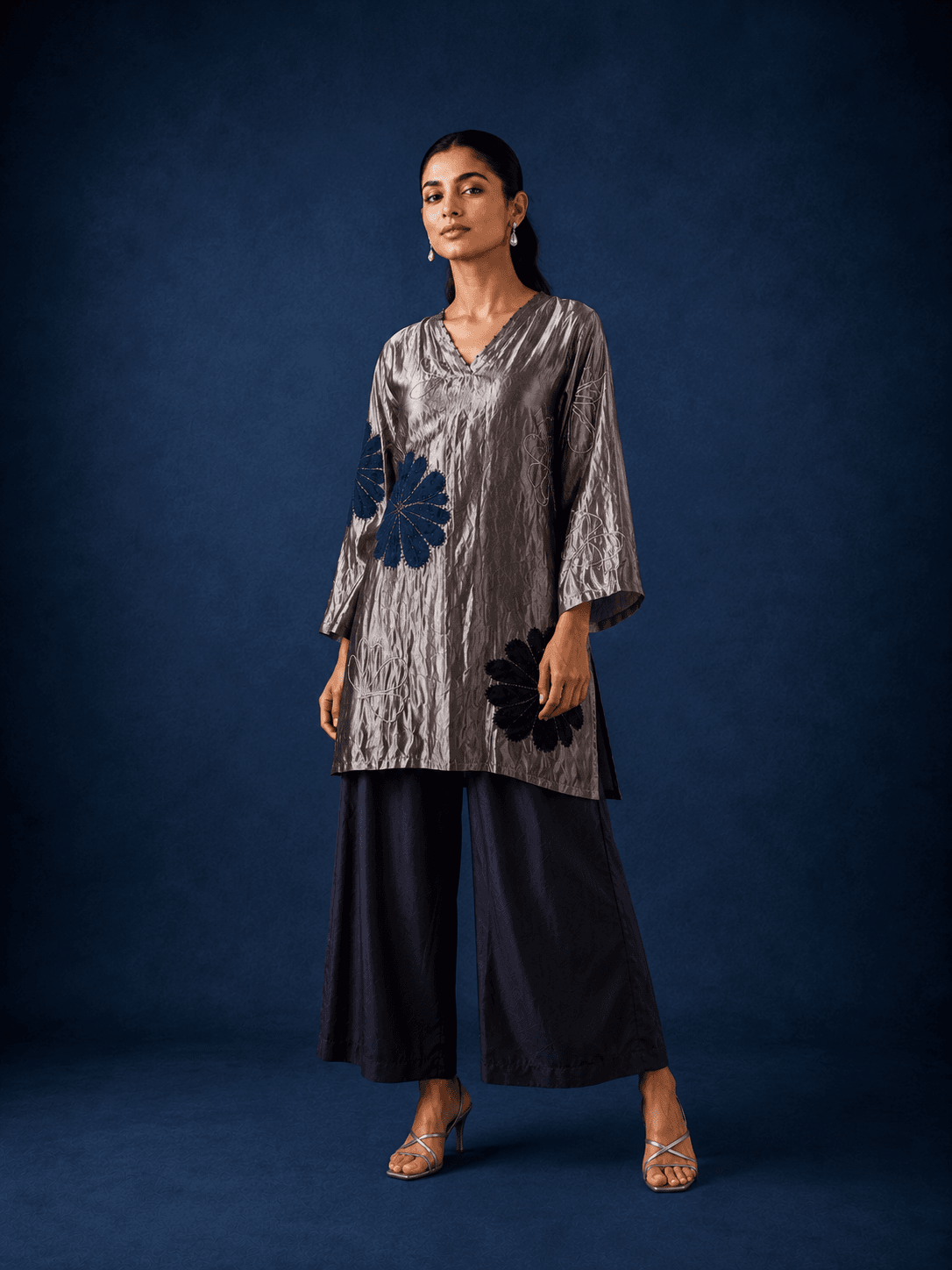 Midnight Bloom Luxe Co-Ord Set blue