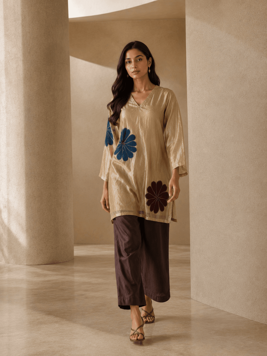 Midnight Bloom Luxe Co-Ord Set beige