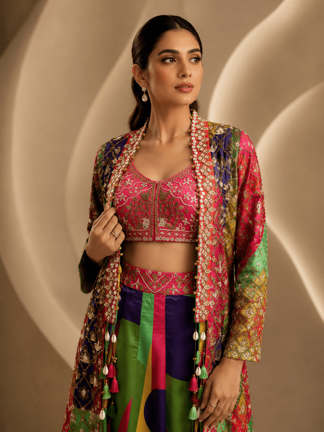 Rizabella Noor Luxe Co-Ord WITH Jacket Set Pink