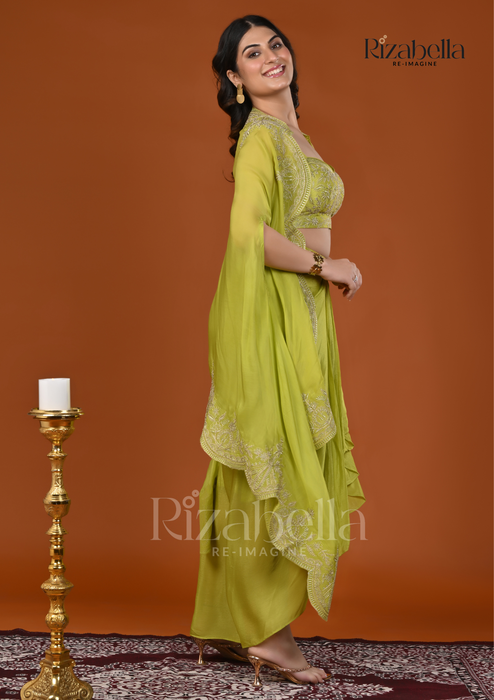 3 PCS bust, drappe skirt with heavy dupatta