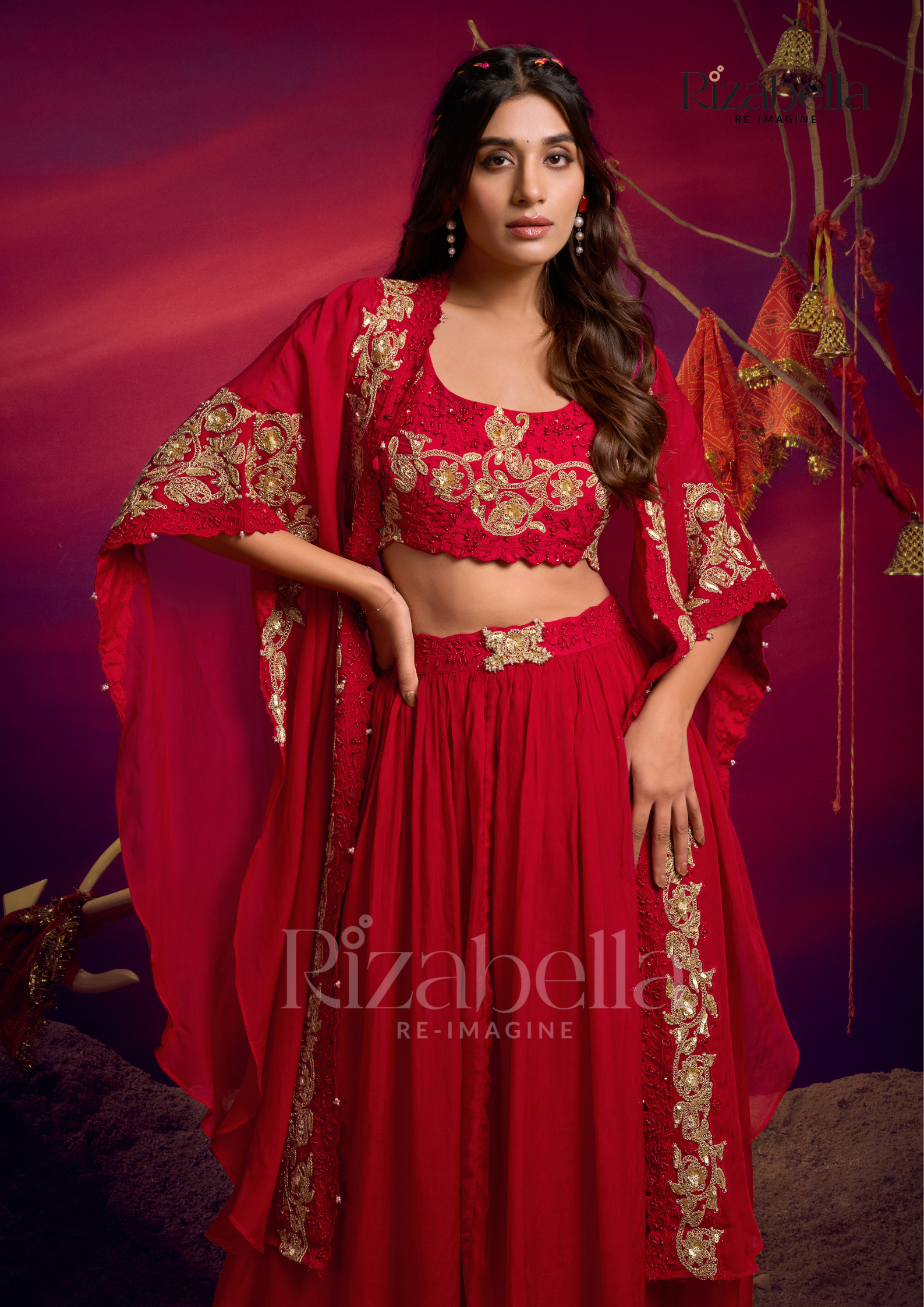 Royal zardosi 3 pc skirt ensemble