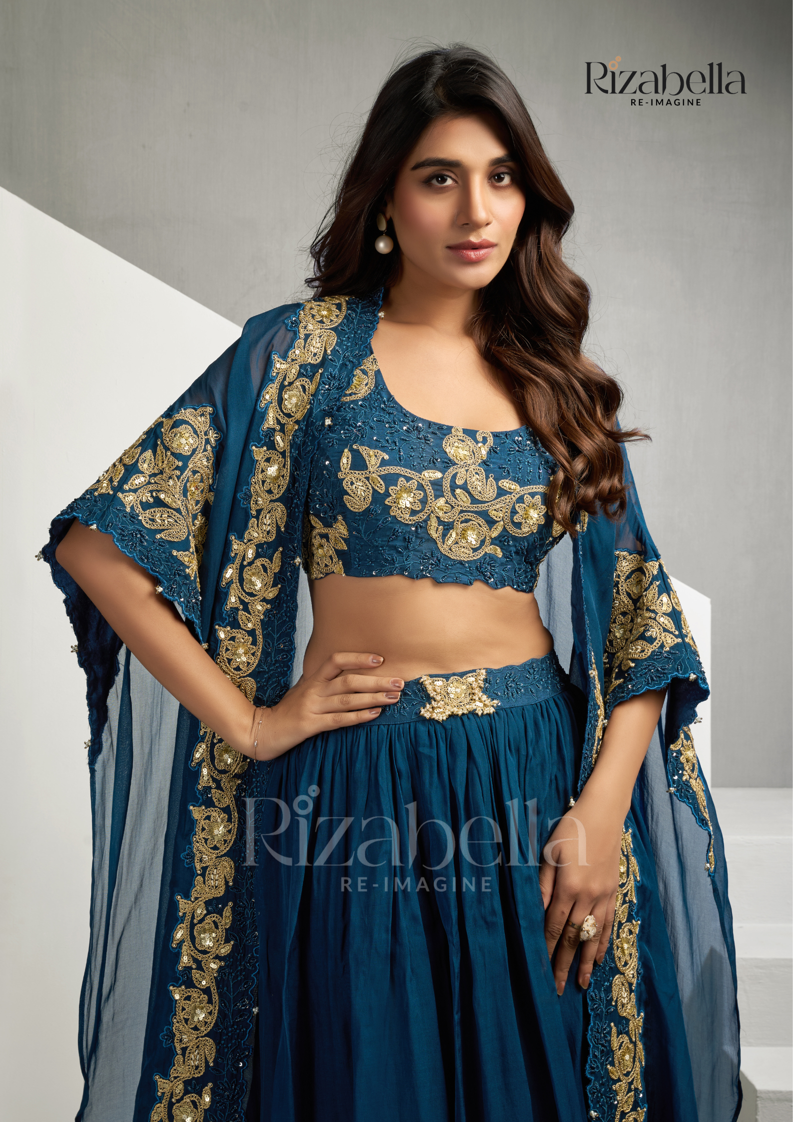 Royal zardosi 3 pc skirt ensemble