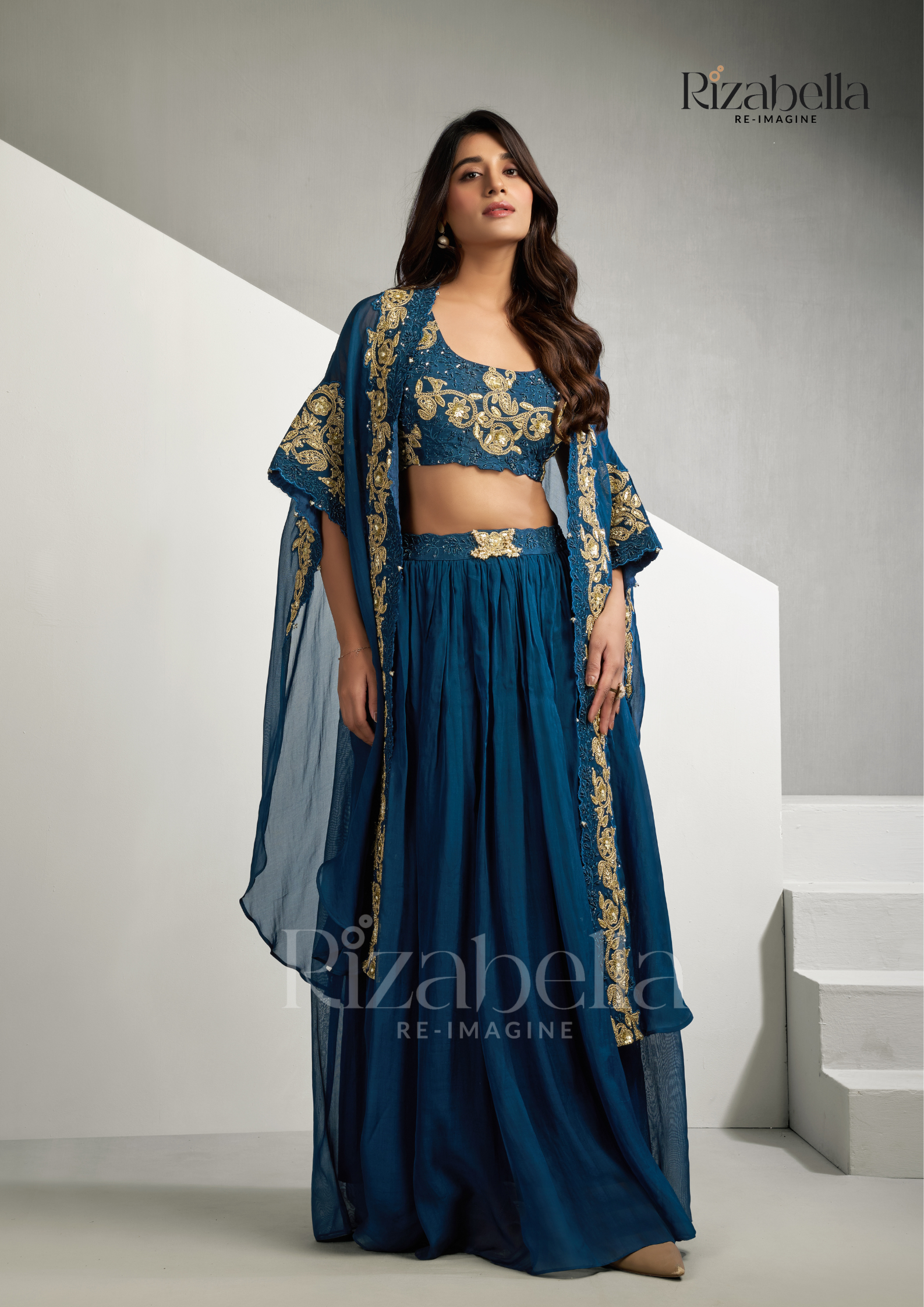 Royal zardosi 3 pc skirt ensemble