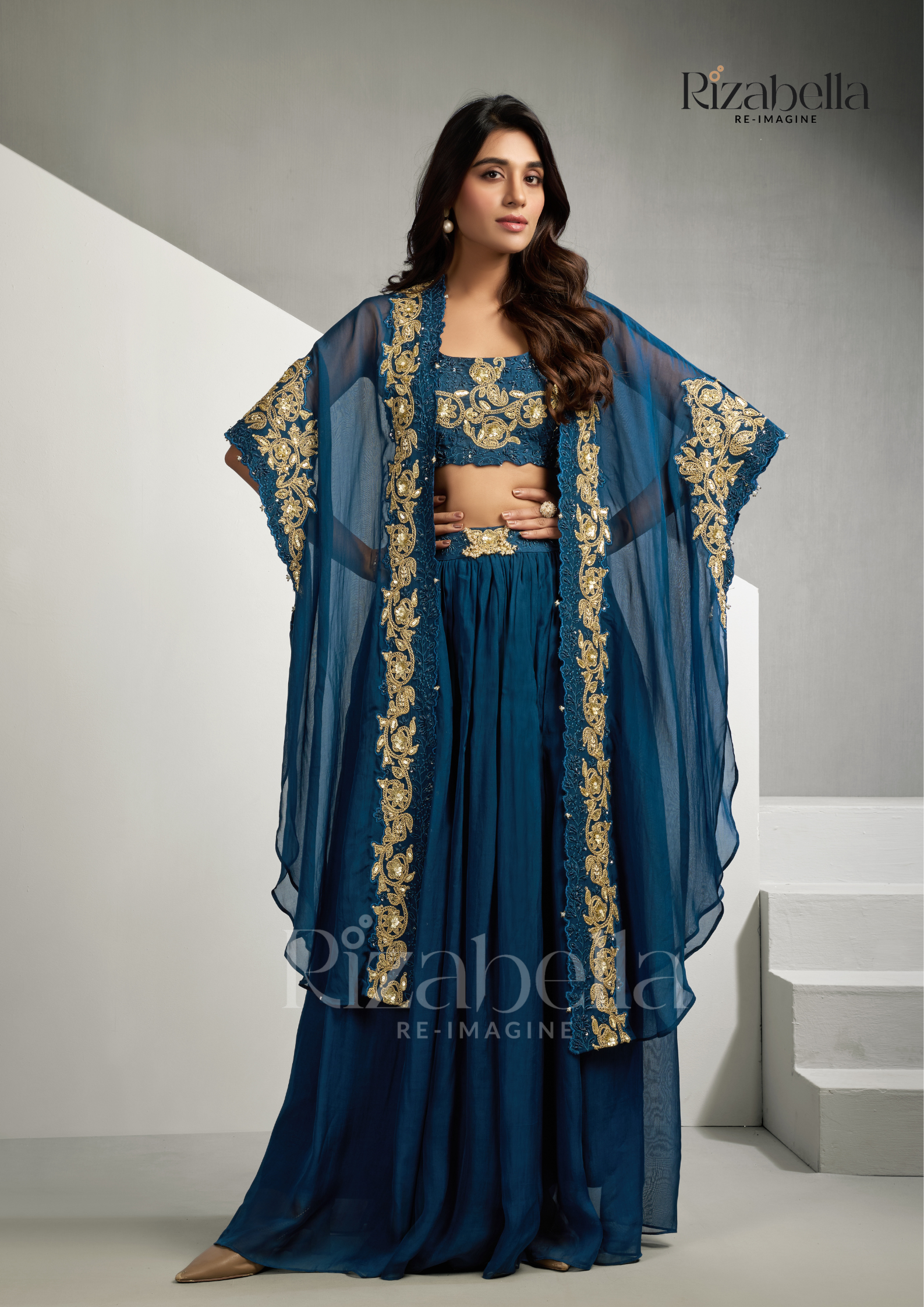 Royal zardosi 3 pc skirt ensemble